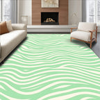 Mint Green Abstract Wavy Lines Pattern Rug