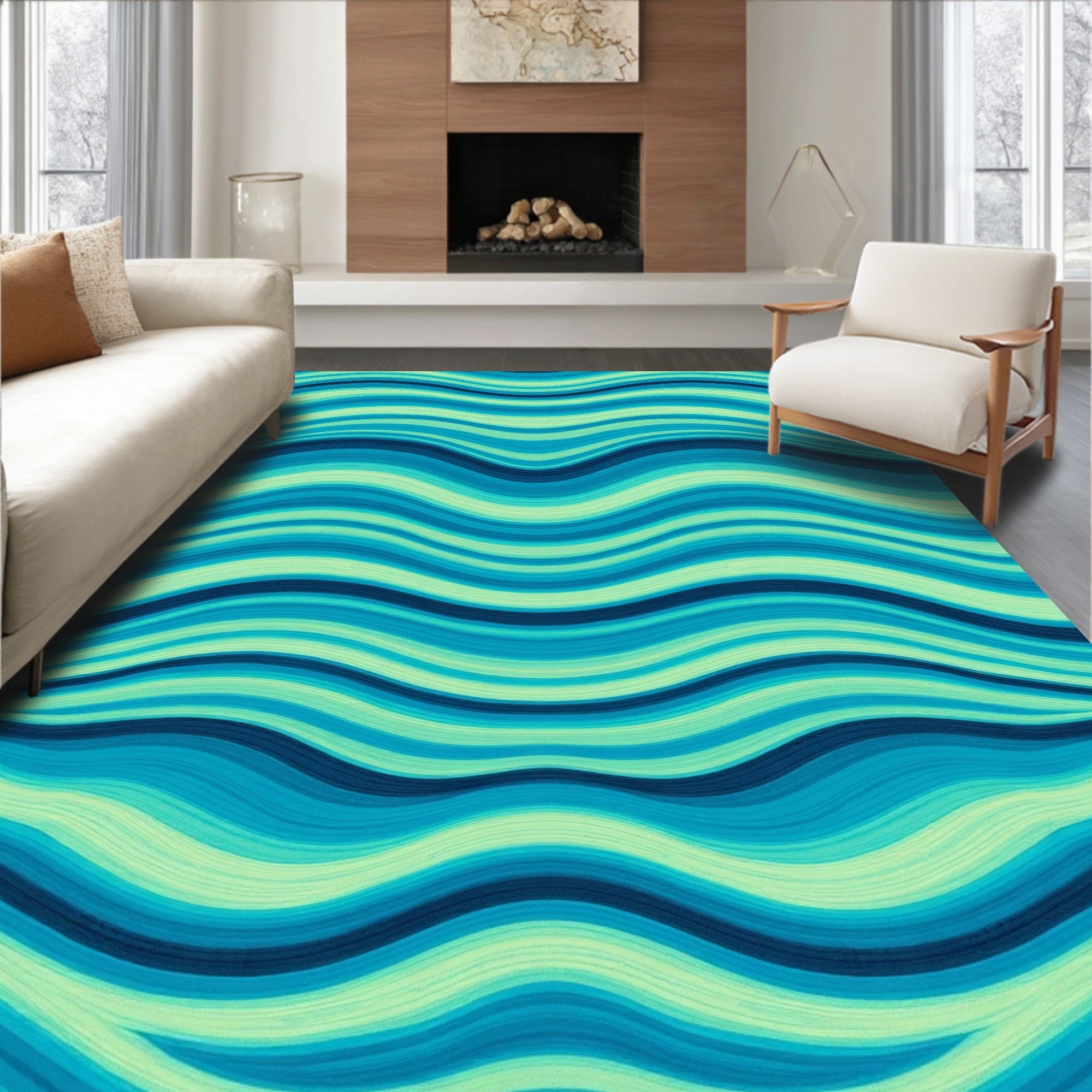 Oceanic Wave Pattern Rug