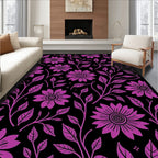 Floral Vines Pattern With Purple Flowers Rug