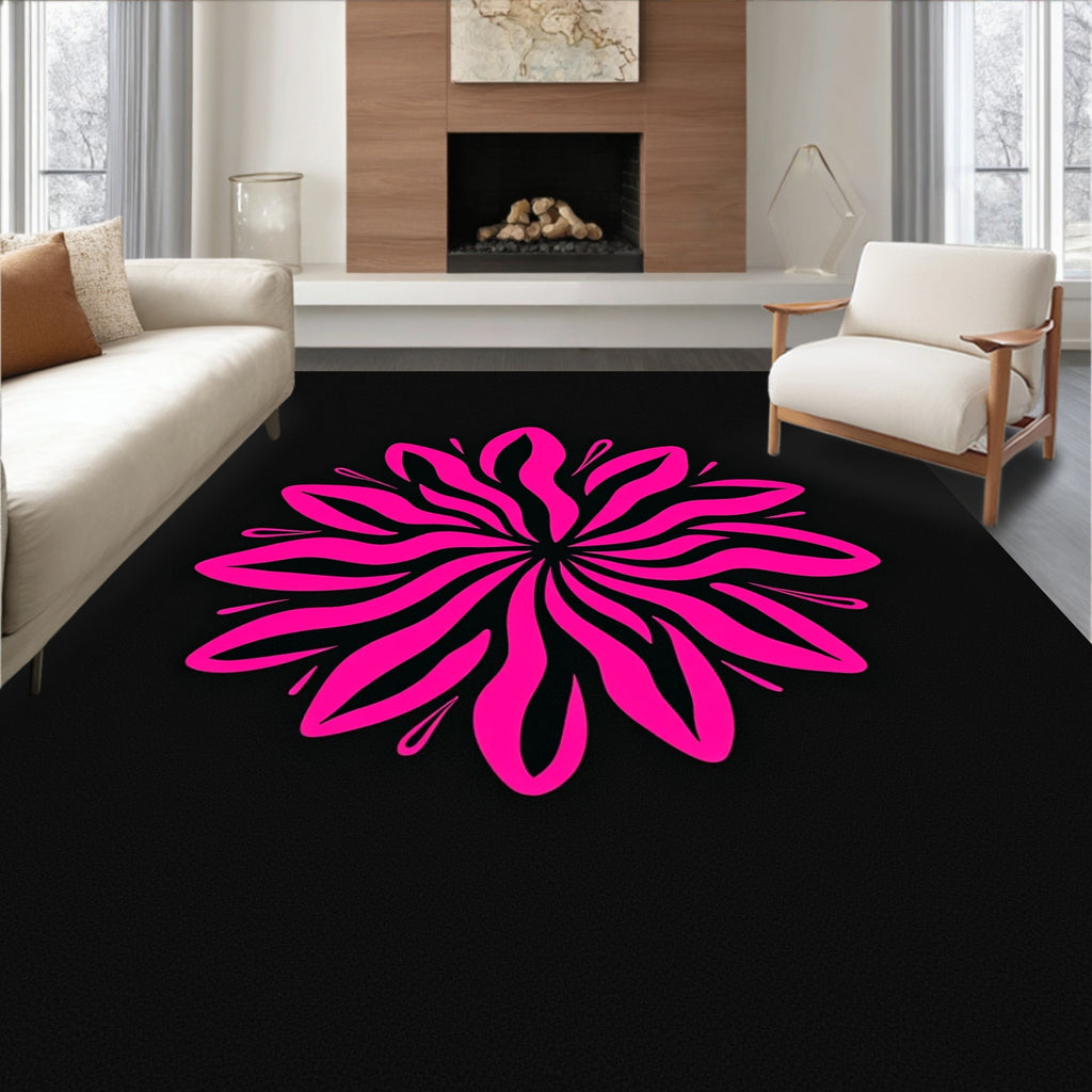 Vibrant Pink Floral Mandala Rug
