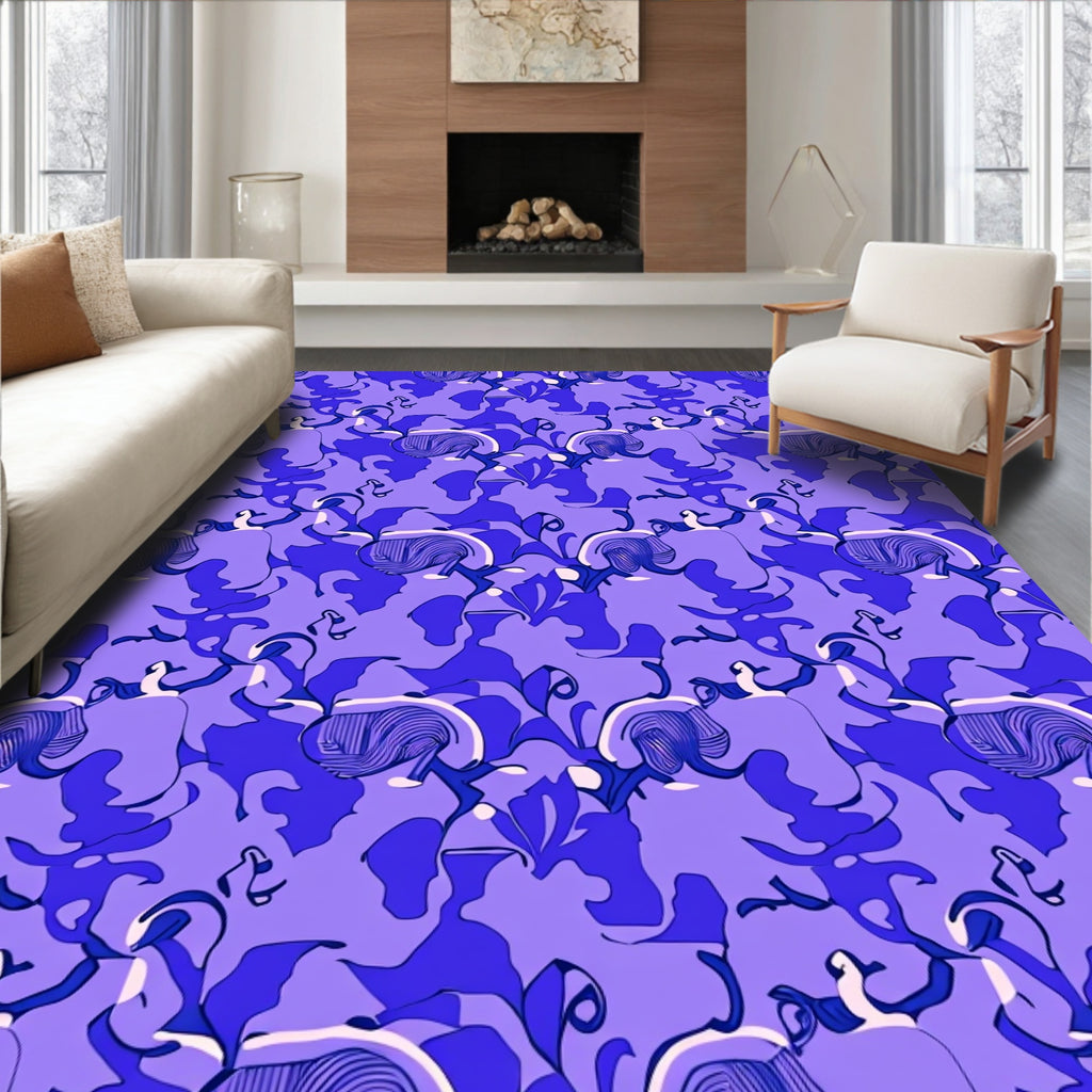 Abstract Floral Pattern in Cool Tones Rug
