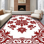 Statement Red Floral Medallion Border Rug