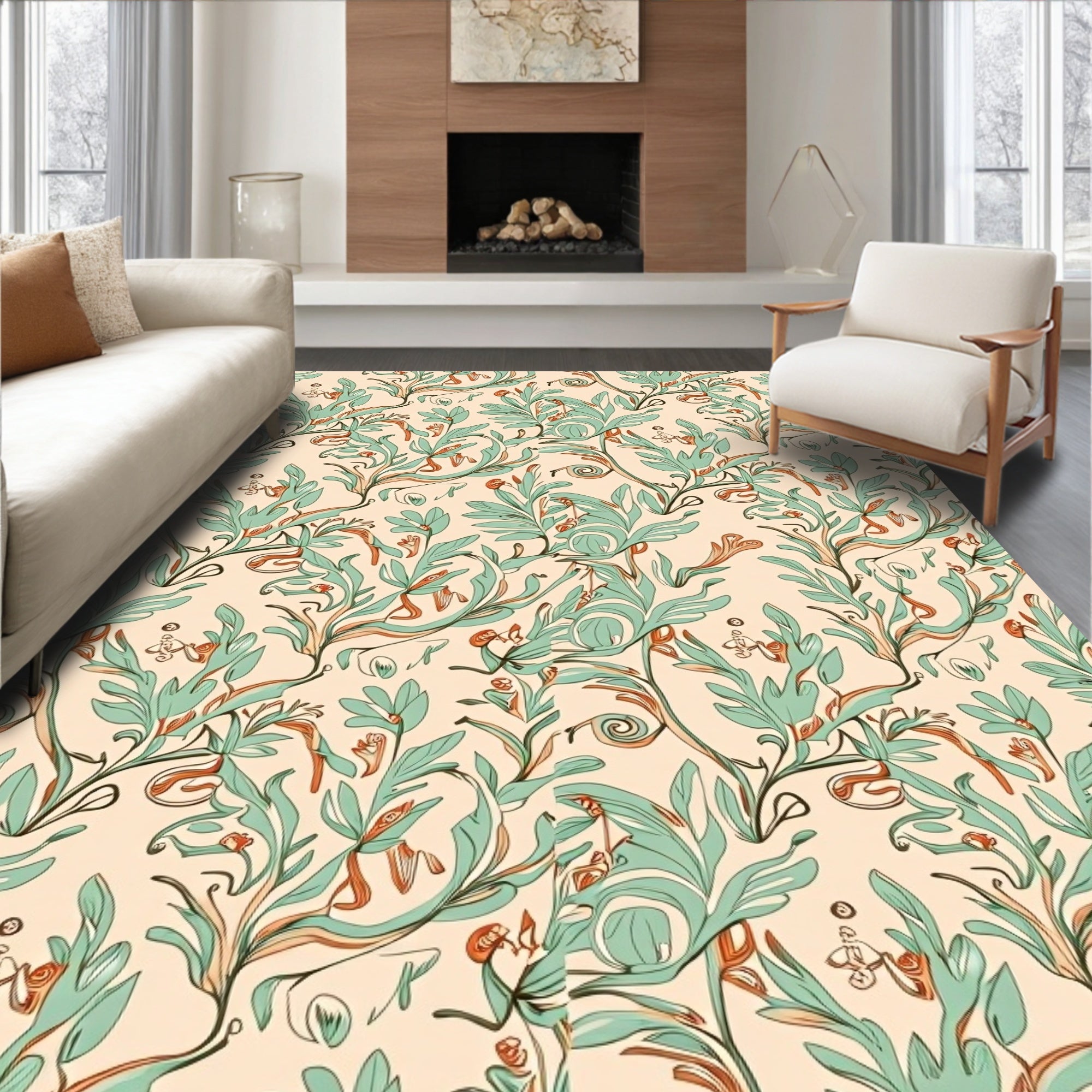 Art Nouveau Floral Vines Rug