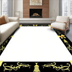 Golden Bow Ornate Scroll Border Rug
