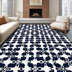 Classic Indigo Abstract Geometric Pattern Rug
