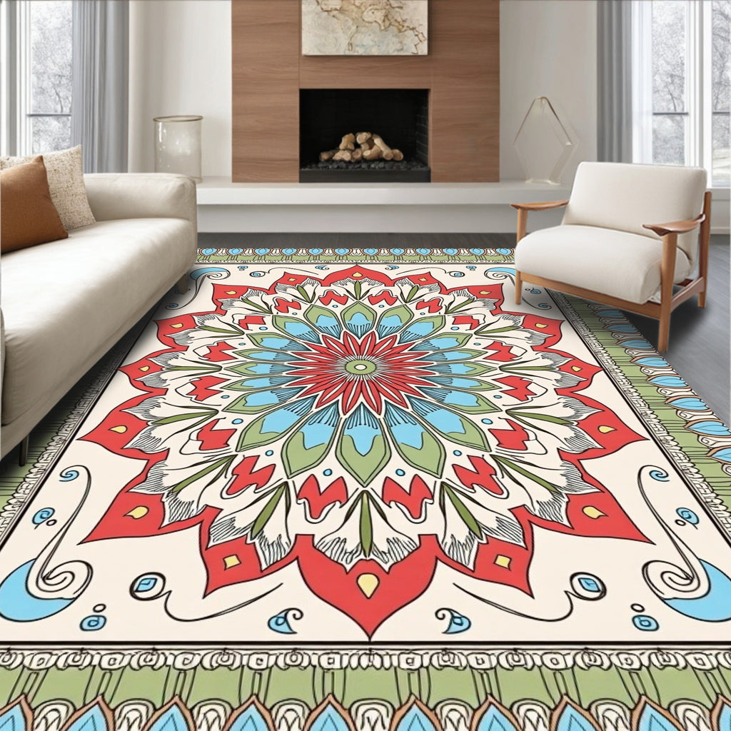 Mandala Style Floral Pattern Rug