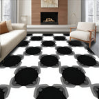 Classic Black White Geometric Pattern Rug