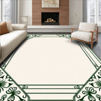 Art Nouveau Green Floral Frame Pattern Rug