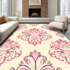 Pink Floral Damask Pattern Rug