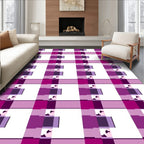 Modern Plaid Purple Geometric Pattern Design Rug
