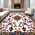 Classic Red Blue Gold Floral Medallion Rug