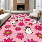 Pink Snowman Flower Meadow Rug