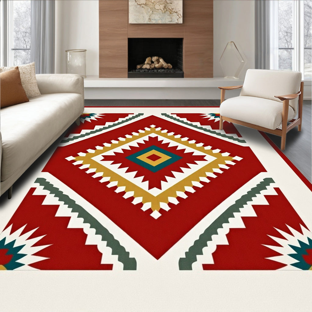 Bold Geometric Southwest Diamond Pattern Rug