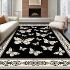 Elegant Butterfly Pattern With Decorative Frame Rug