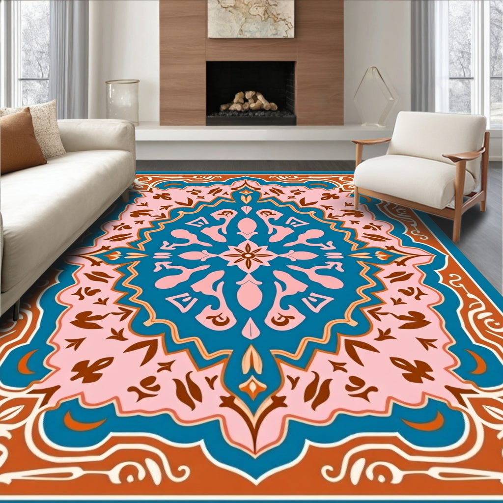 Ornate Geometric Floral Design Rug