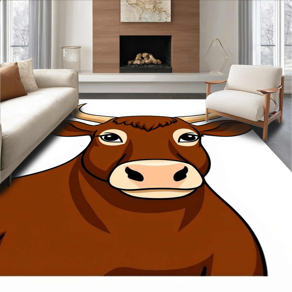 Brown Cow Portrait Rug