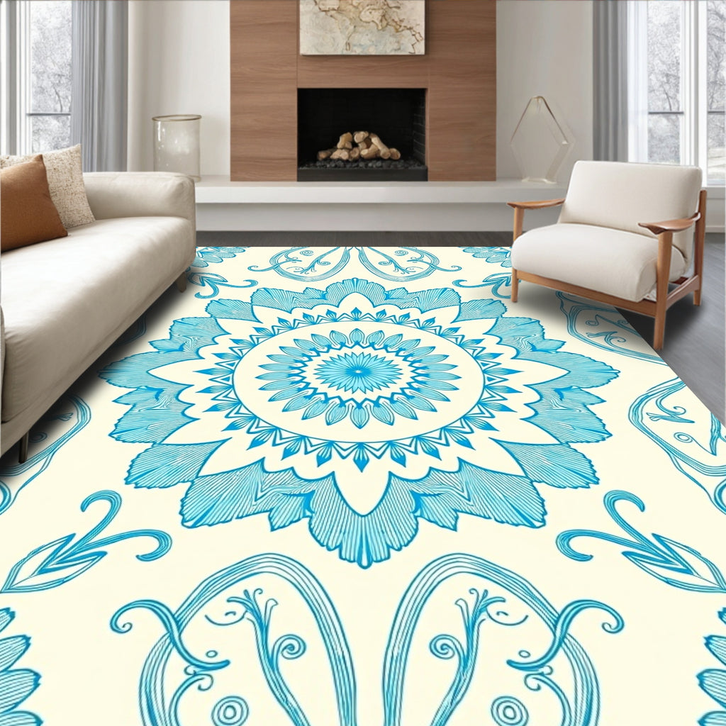 Ornate Floral Medallion Design Rug