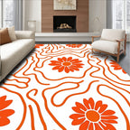 Groovy Orange Daisy Wavy Pattern Rug