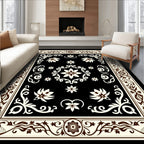 Classic Floral Bordered Symmetry Design Rug