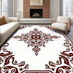 Brown Floral Medallion And Border Design Rug