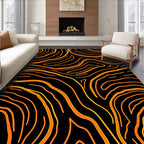 Abstract Orange Wavy Lines Rug