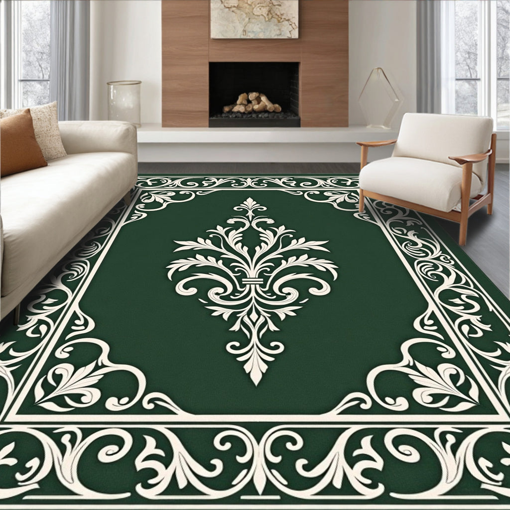 Elegant Floral Scrollwork Panel Rug