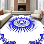 Radial Blue Floral Medallion Pattern Rug