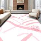 Pink Abstract Rose Brushstroke Pattern Rug