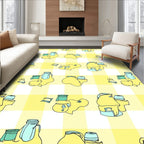 Cheery Yellow Gingham Creature Pattern Rug