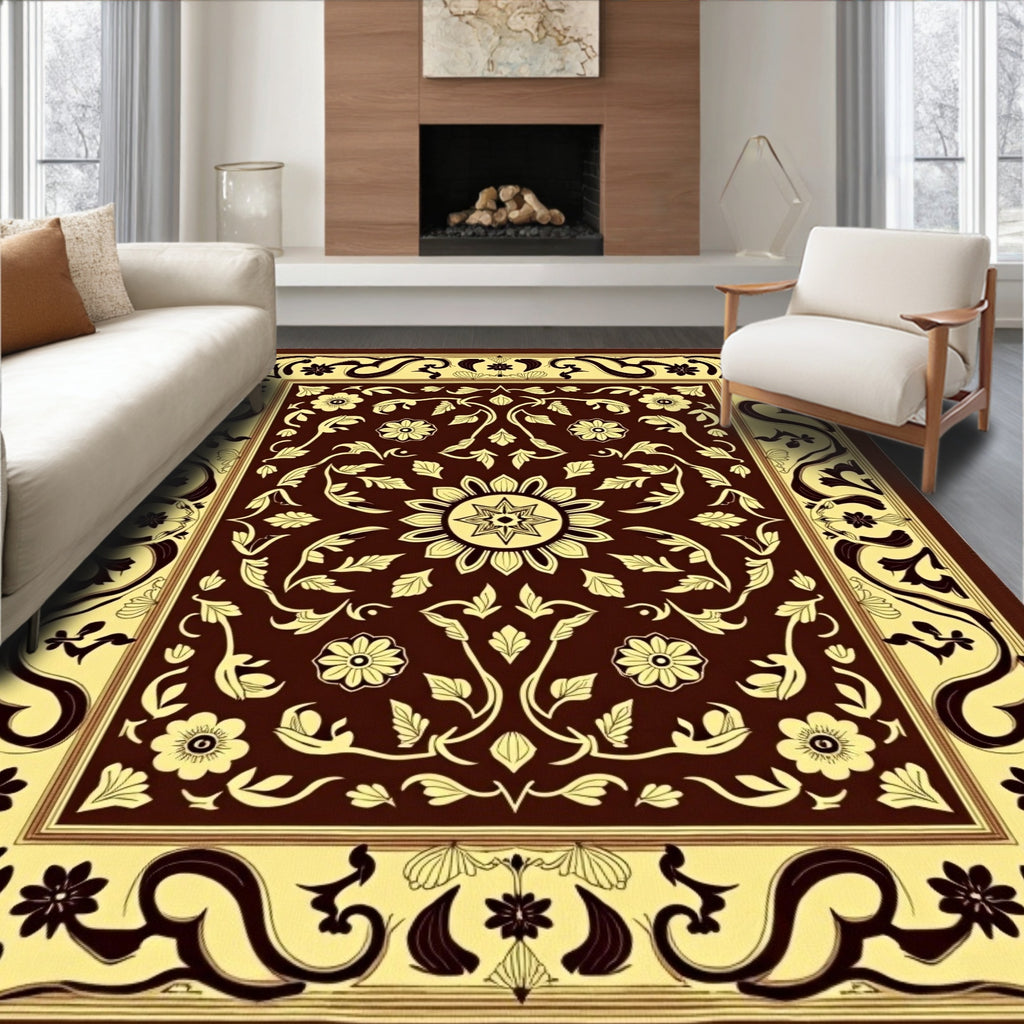 Traditional Floral Vine Detailed Pattern Rug