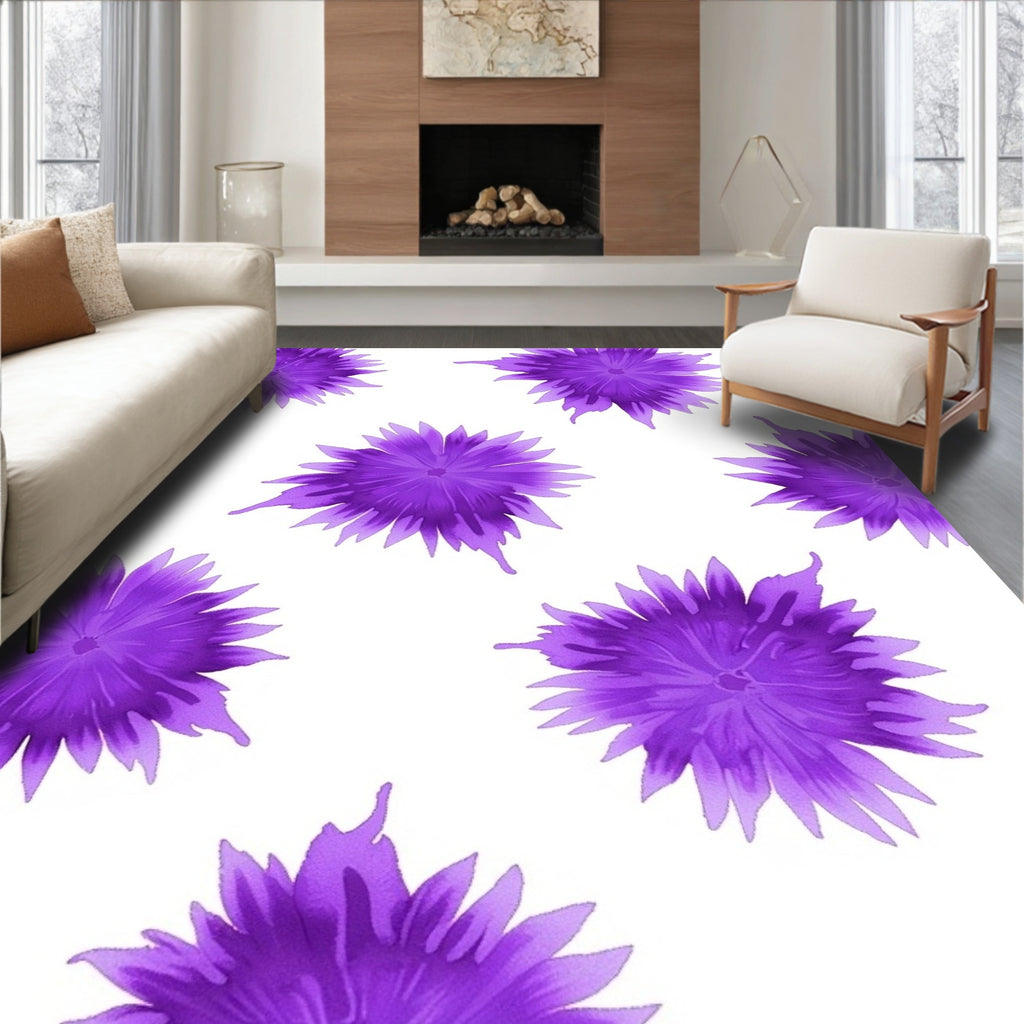 Radiant Purple Floral Pattern Rug