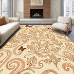 Orange Butterfly Floral Swirl Design Rug