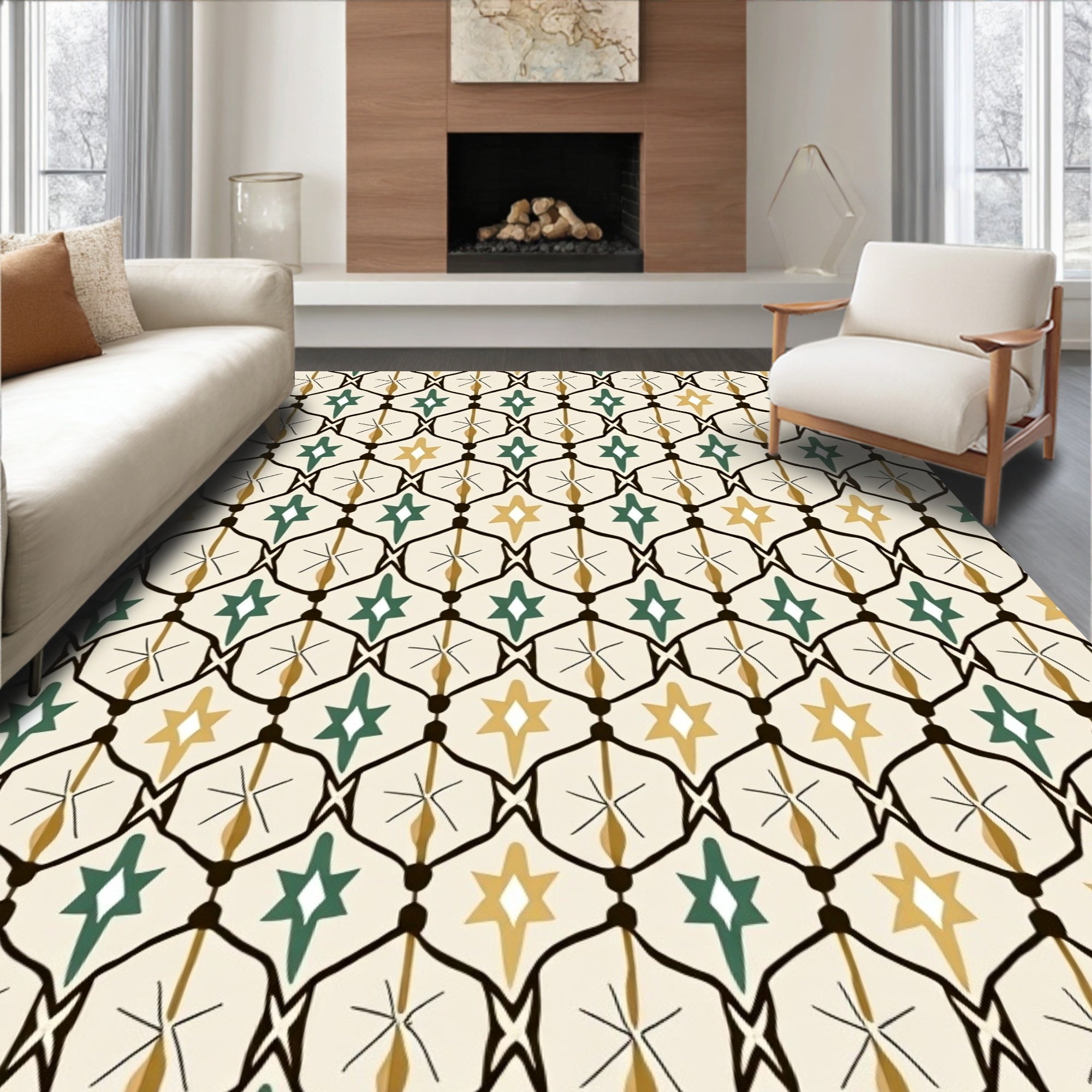 Geometric Starburst Pattern Rug