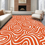 Bold Orange Swirl Abstract Pattern Rug