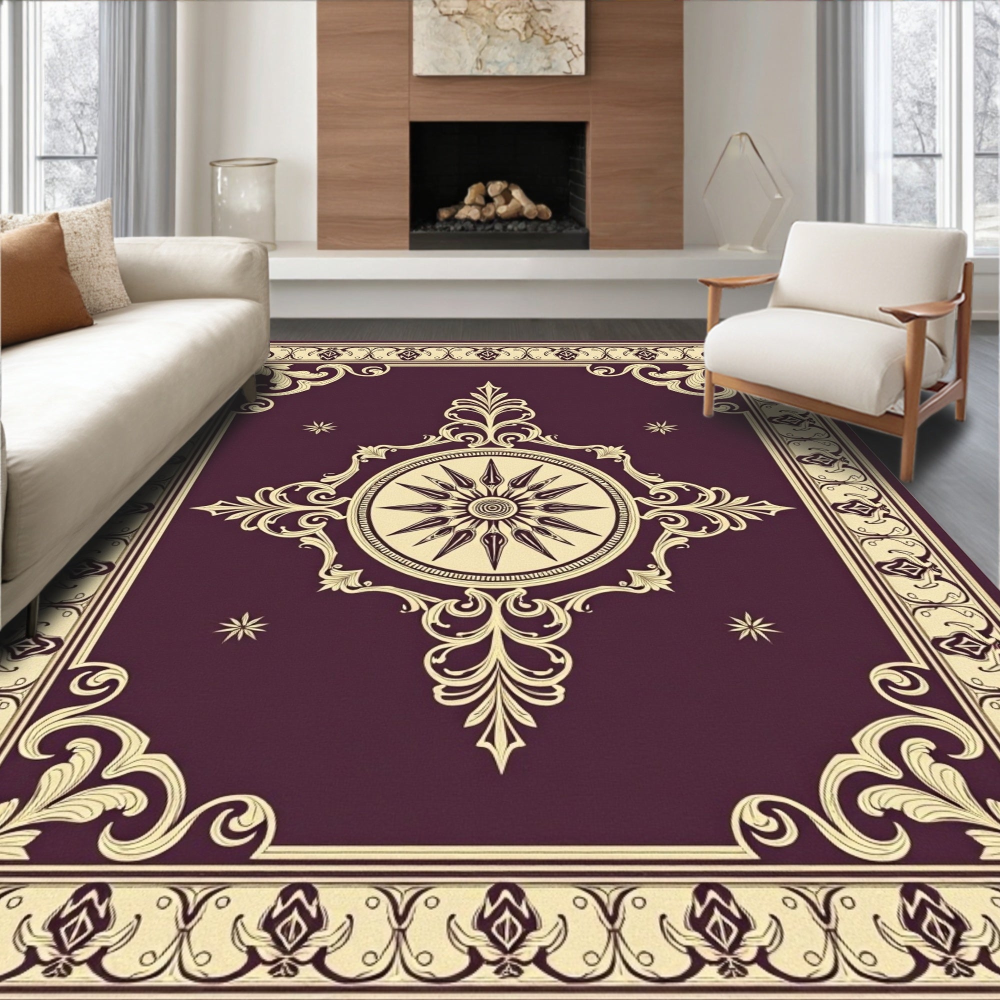 Antique Laurel Medallion Decorative Rug