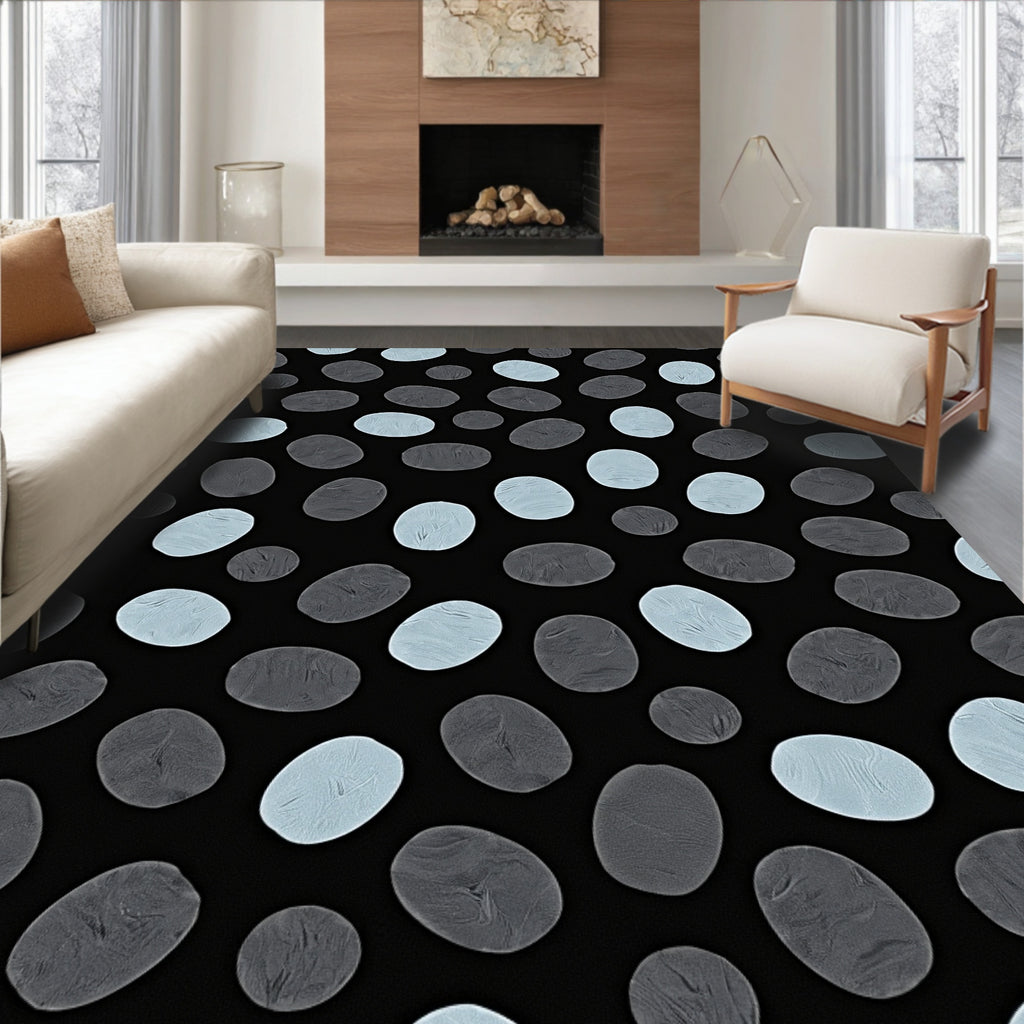 Gray Blue Pebble Pattern Design Rug