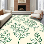 Simple Green Leaf Pattern Design Rug