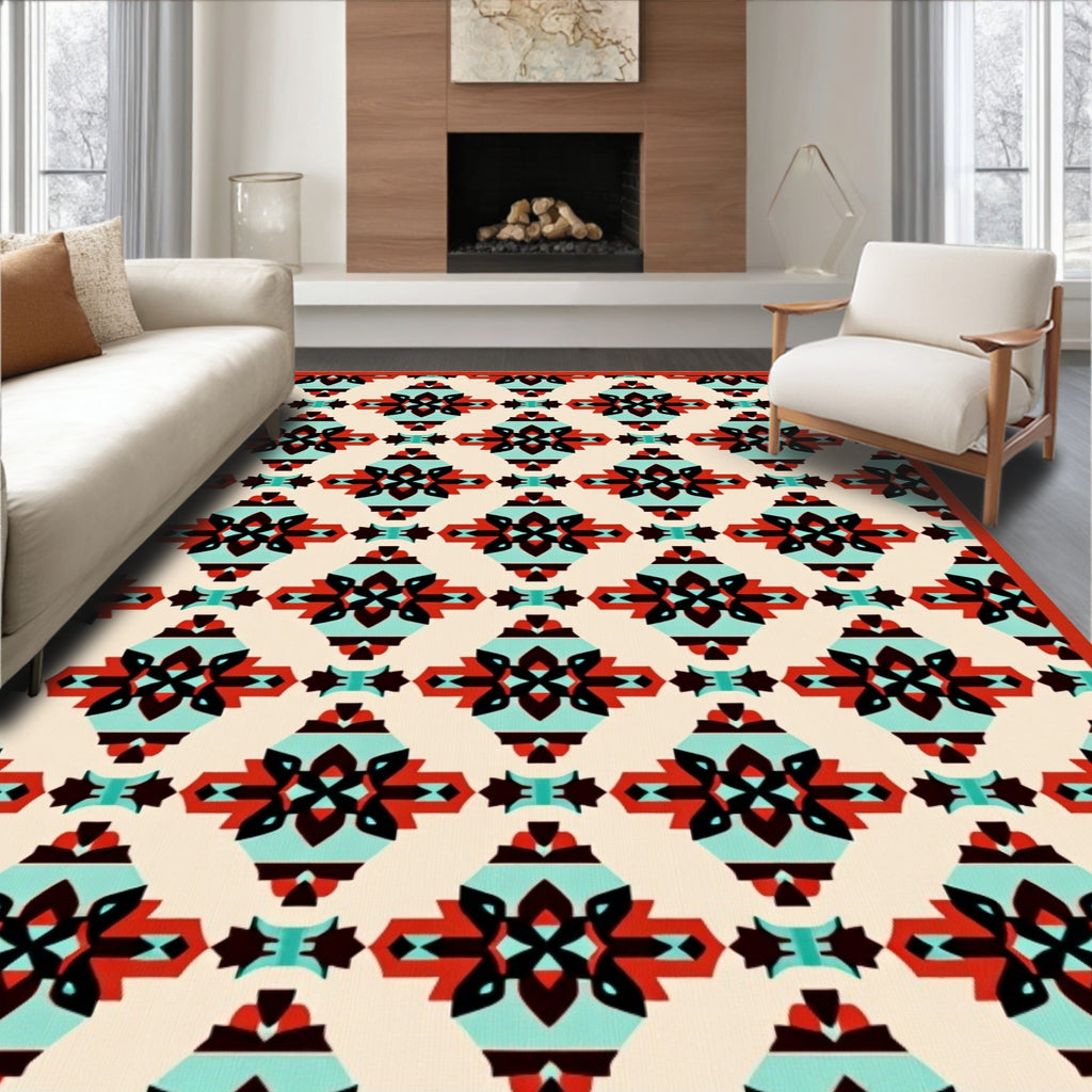 Vibrant Geometric Patterned Area Rug