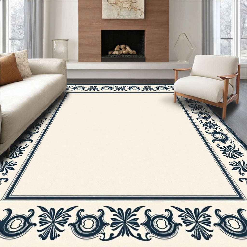 Ornate Floral Border Design Rug