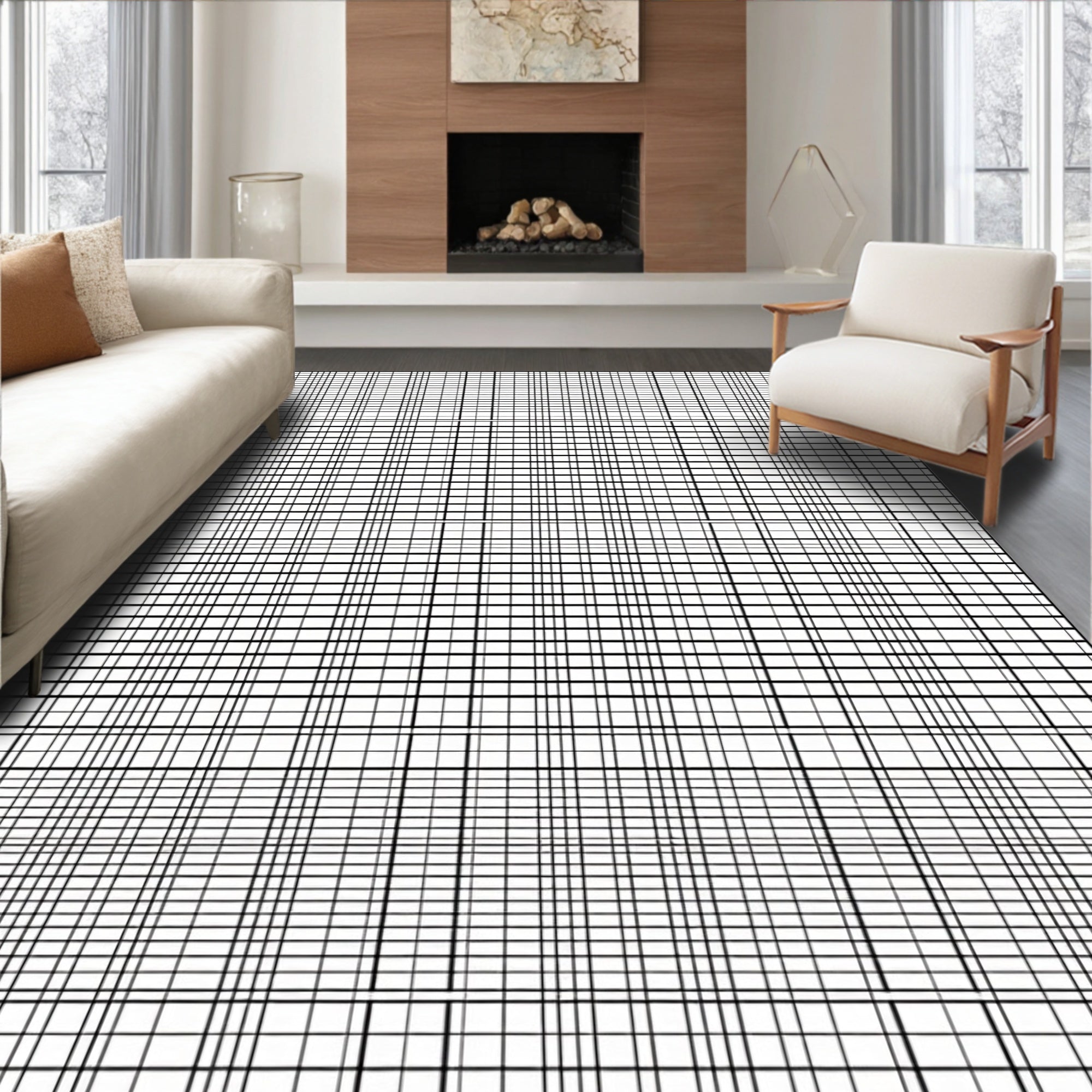 Grid lines abstract pattern Rug