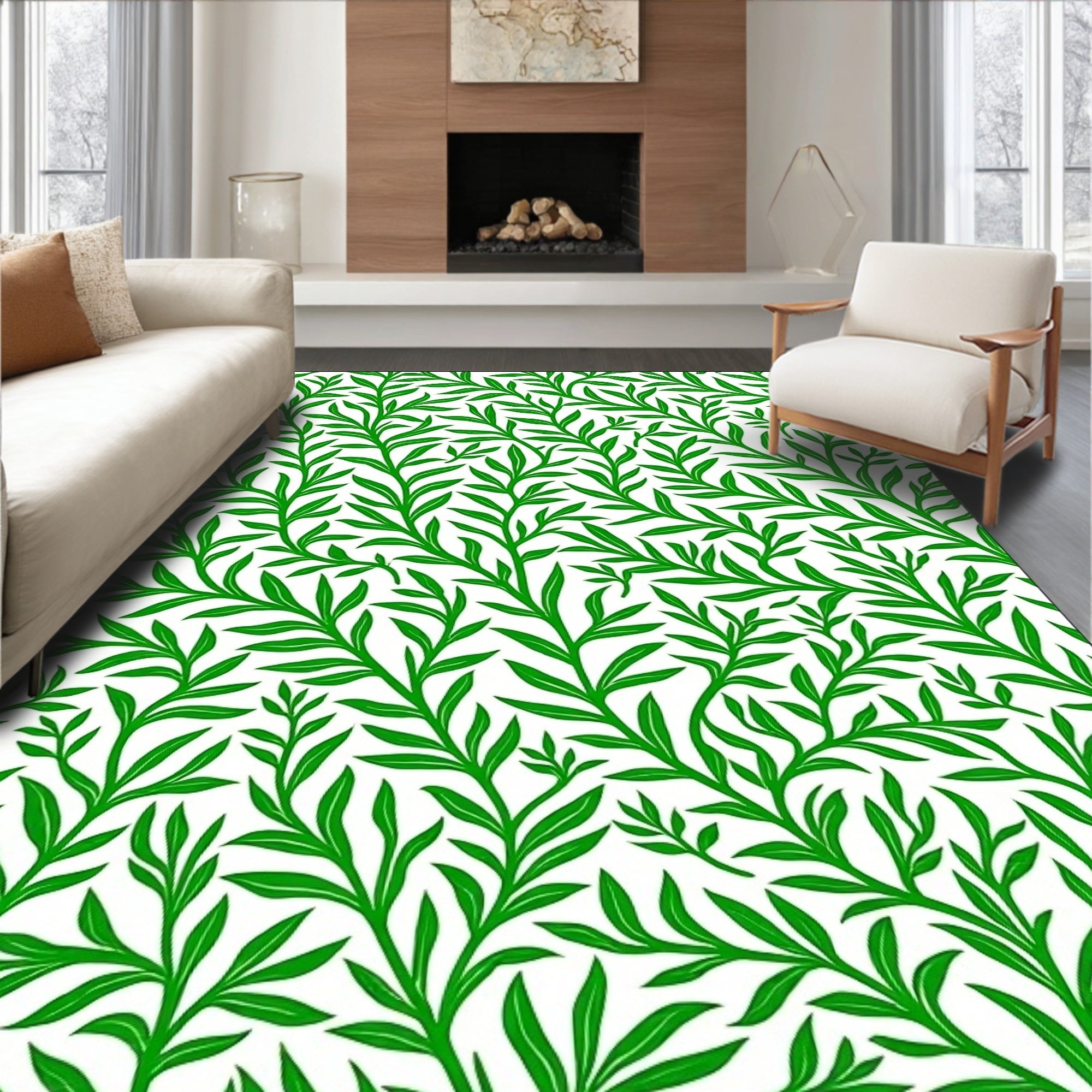 Evergreen Leaf Pattern Rug