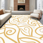 Abstract Yellow Swirl Pattern Design Rug