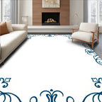 Ornate Blue Swirl Filigree Design Rug