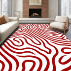 Red Abstract Swirl Pattern Rug
