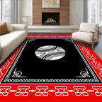 Bold Red White Geometric Circle Design Rug