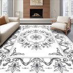 Ornate Floral Scrollwork Panel Design Rug