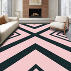Pink And Teal Geometric Chevron Rug