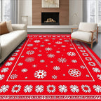 Crimson Snowflakes Border Rug