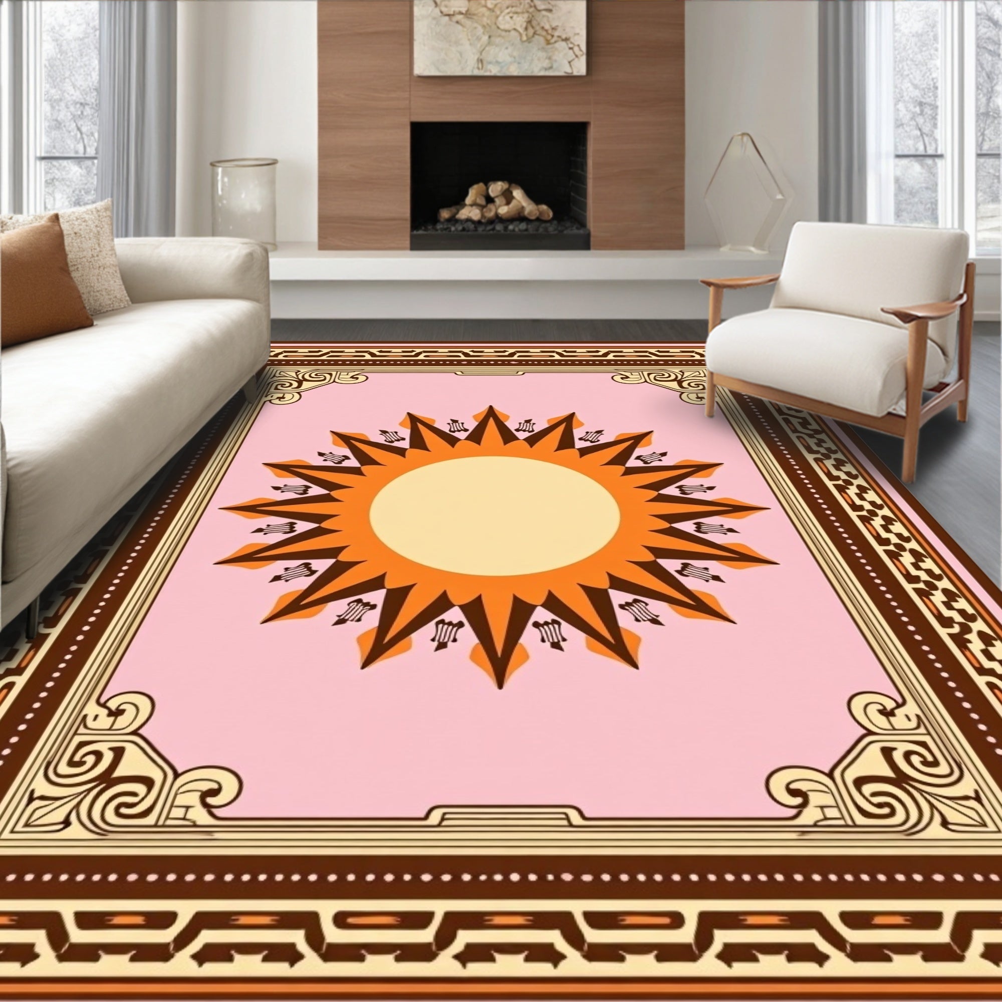 Sunburst Border Pattern Rug