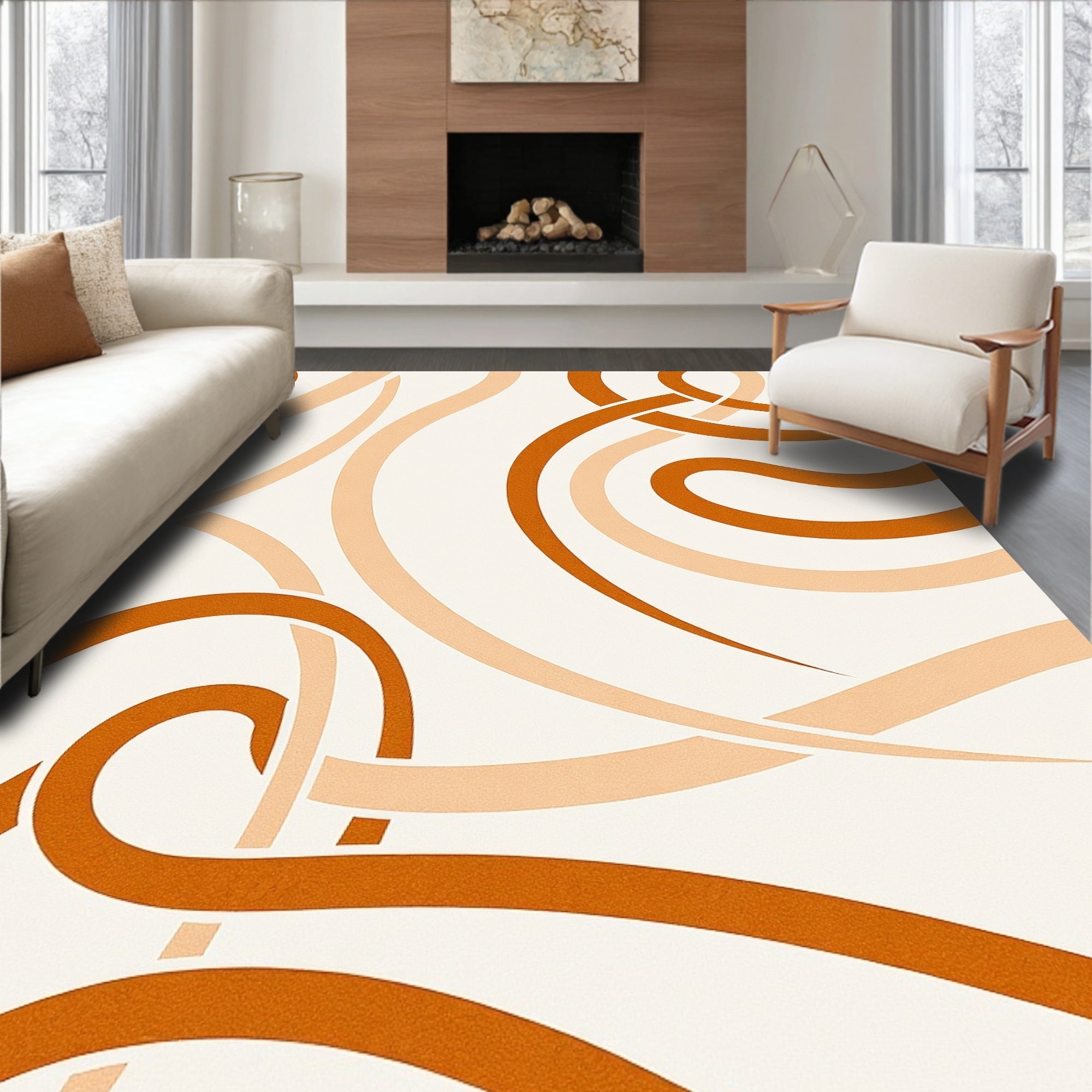 Organic Wavy Strokes Design Rug